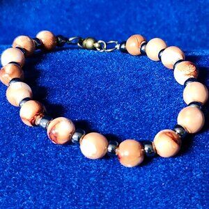 Effortlessly Chic Wood & Black Beaded Bracelet